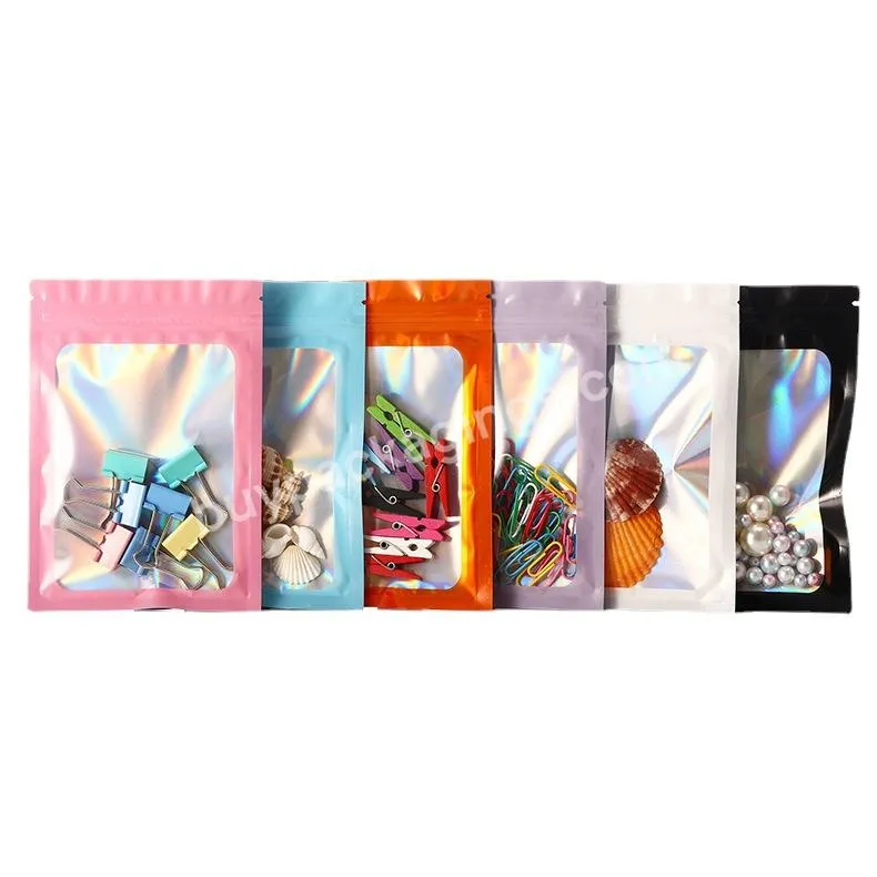 Smell Proof Mylar Packaging Frosted Colorful Holographic holographic stand up pouch mylar bags with window