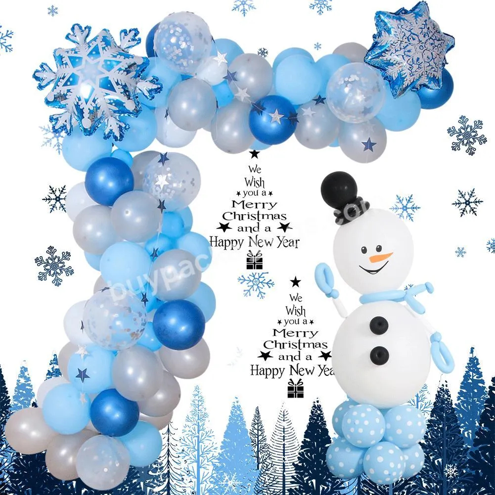 Snowflake Balloon Garland Arch kit  Balloons for Winter Wonderland Holiday Christmas Baby Shower Birthday Party Decorations