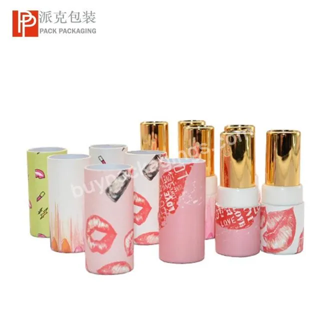 Sparkly Packaging Matte Lipstick Aluminium Round Twist Up Paper Tube for Lip Gloss Balm Gift Box