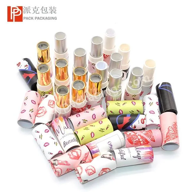 Sparkly Packaging Matte Lipstick Aluminium Round Twist Up Paper Tube for Lip Gloss Balm Gift Box