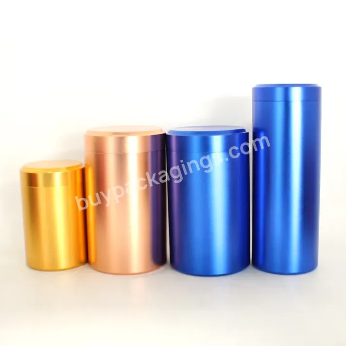 Spiral Seal Metal Tea Tin Packaging Metal Canister Titanium Aluminum Alloy Large Tea Can - Buy Aluminum Jar Container Storage Box Small Cylinder Sealed Cans Coffee Tea Tin Customized Color,Recycling Soft Pink Black Red Gold Aluminum Candle Tin 3oz Sp