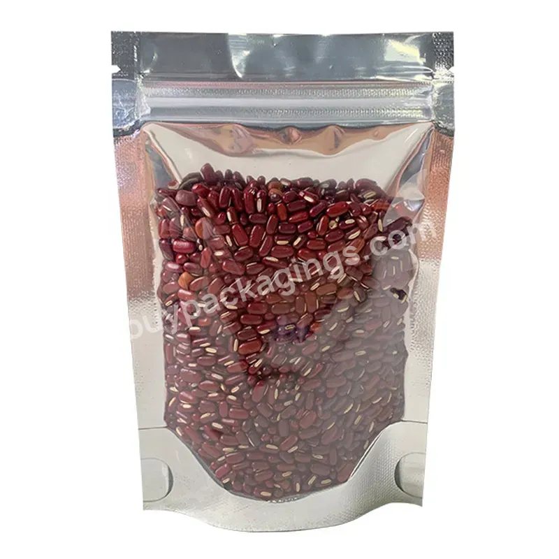 Spot Aluminized Self-supporting Self-sealing Bag Is Used For Packaging Grain - Buy One Side Is Transparent And The Other Side Is Aluminized,Customizable Intaglio Printing,Polyester Film Standing Zipper Bag.