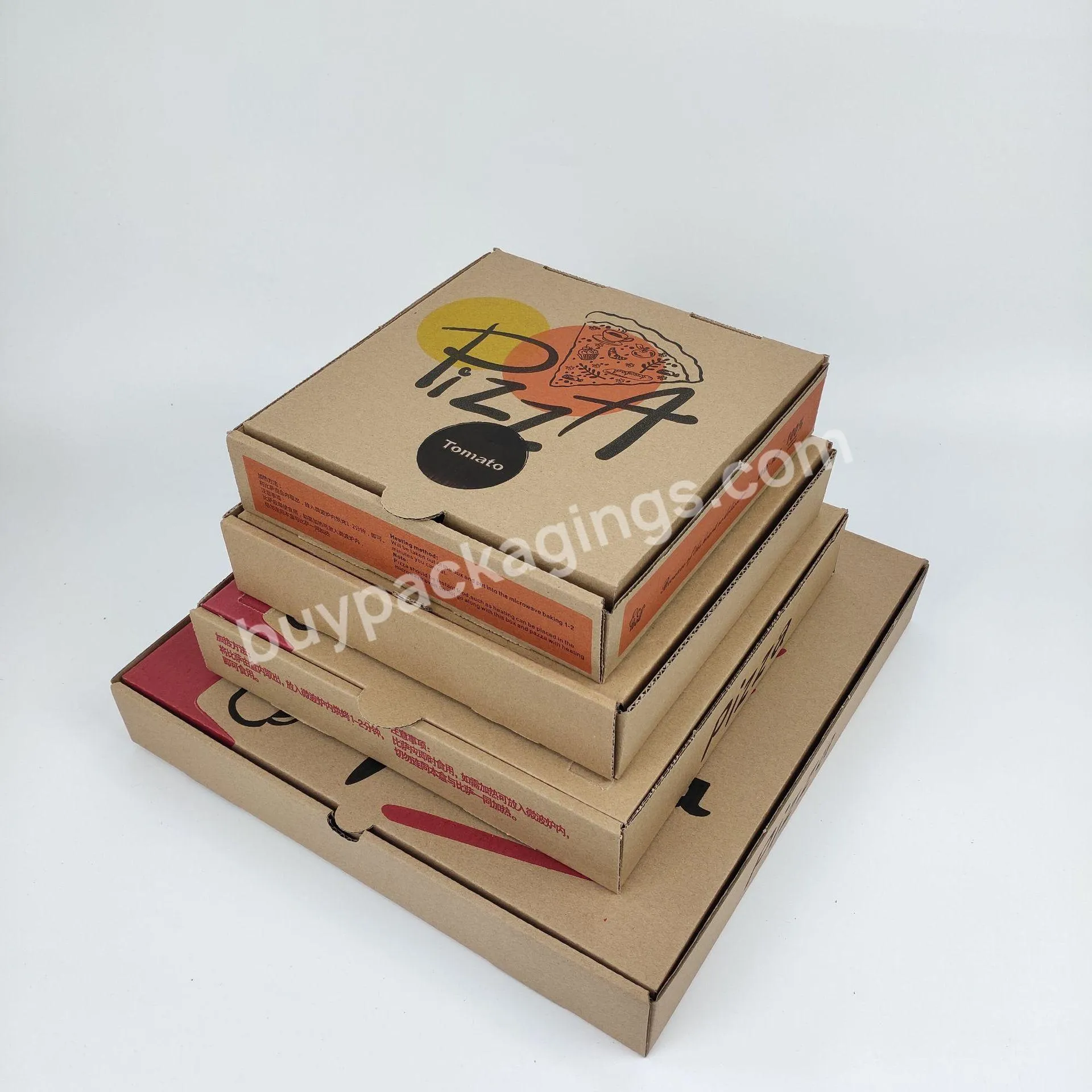 Spot kraft paper corrugated pizza packaging box 9-12 inch takeaway packaging box recyclable pizza carton.