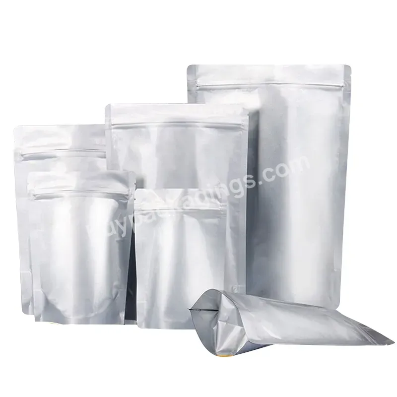 Spot Laminated Pure Aluminum Foil Self-supporting Bag,Zipper Bag,Food Packaging Bag - Buy Packaging Bag For Printable Food-grade Marking Materials,Silver Aluminum Foil Bag,Polyester Film Bag With Zipper.