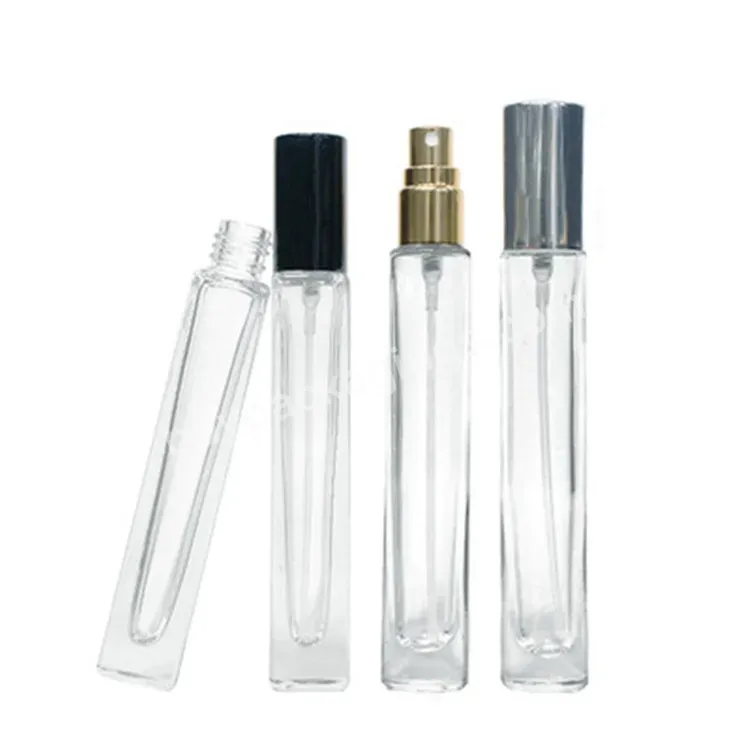 Square Clear 10ml Glass Perfume Bottle With Spray Gold And Sliver Cap