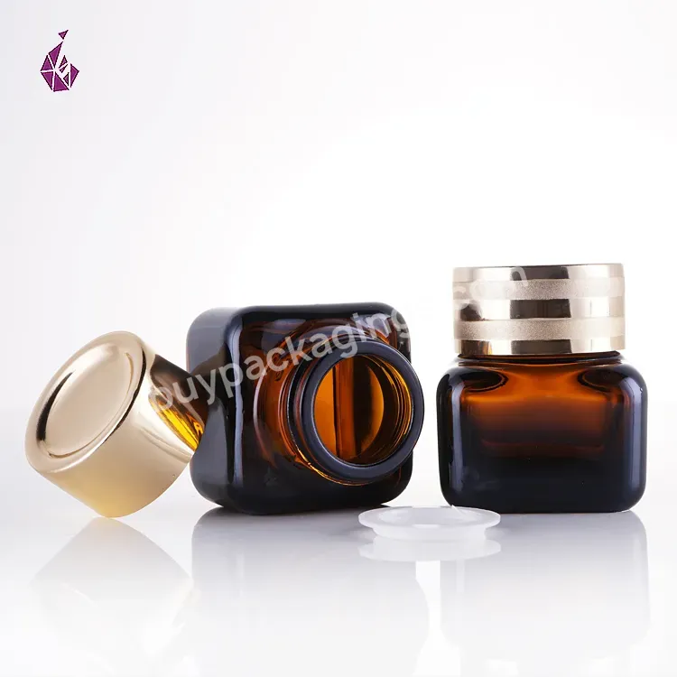 Square Container Cosmetic Cream Eye Cream Packaging Cosmetic Sample Mini Cosmetics Amber Glass Jar - Buy Amber Glass Jars,Square Glass Jars,Eco Friendly Cosmetic Containers.