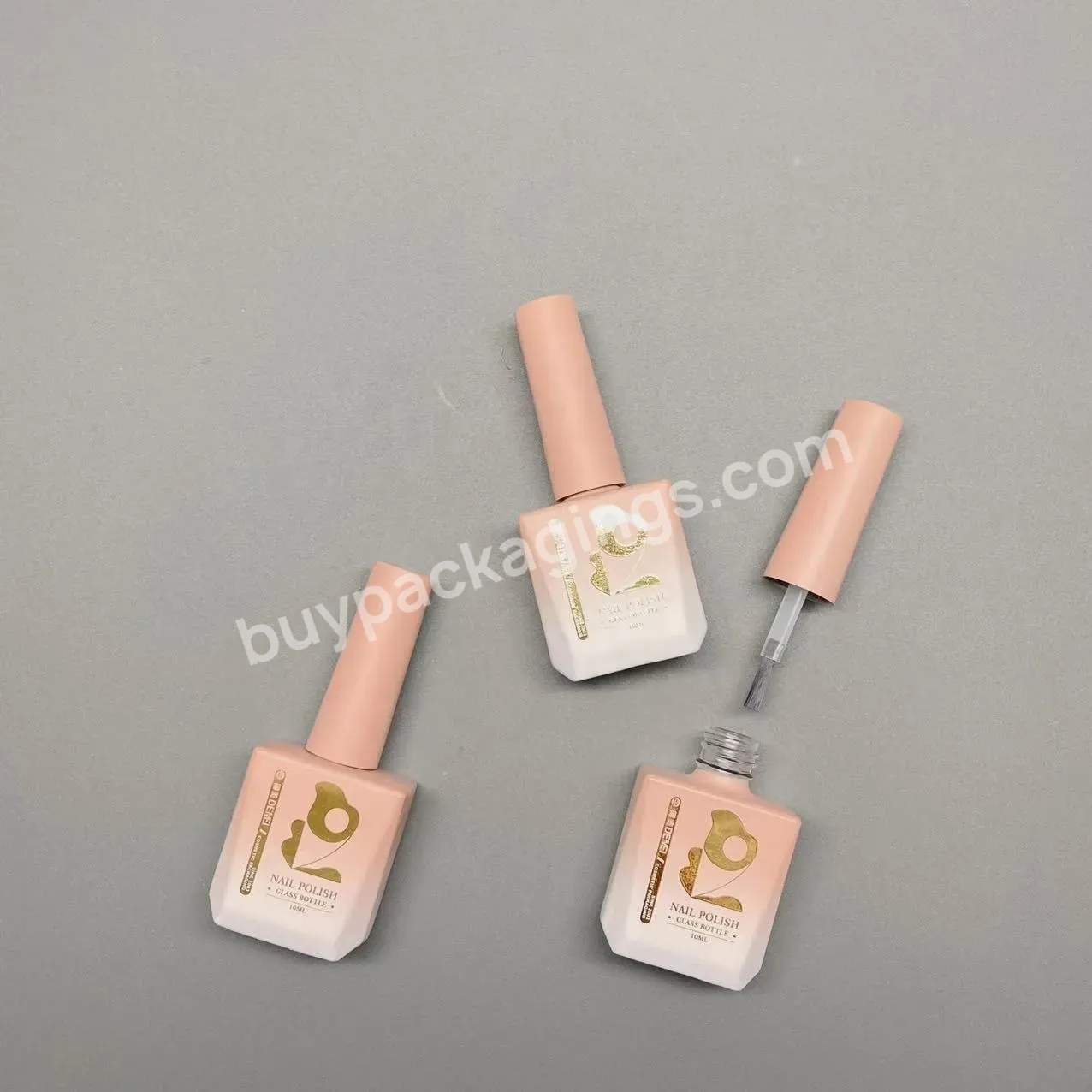 Square Gradient Pink Nail Polish Bottle Nail Care Decoration Packing With Brush 10ml - Buy Nail Polish Bottle,Brush Bottle,Brush Bottle.