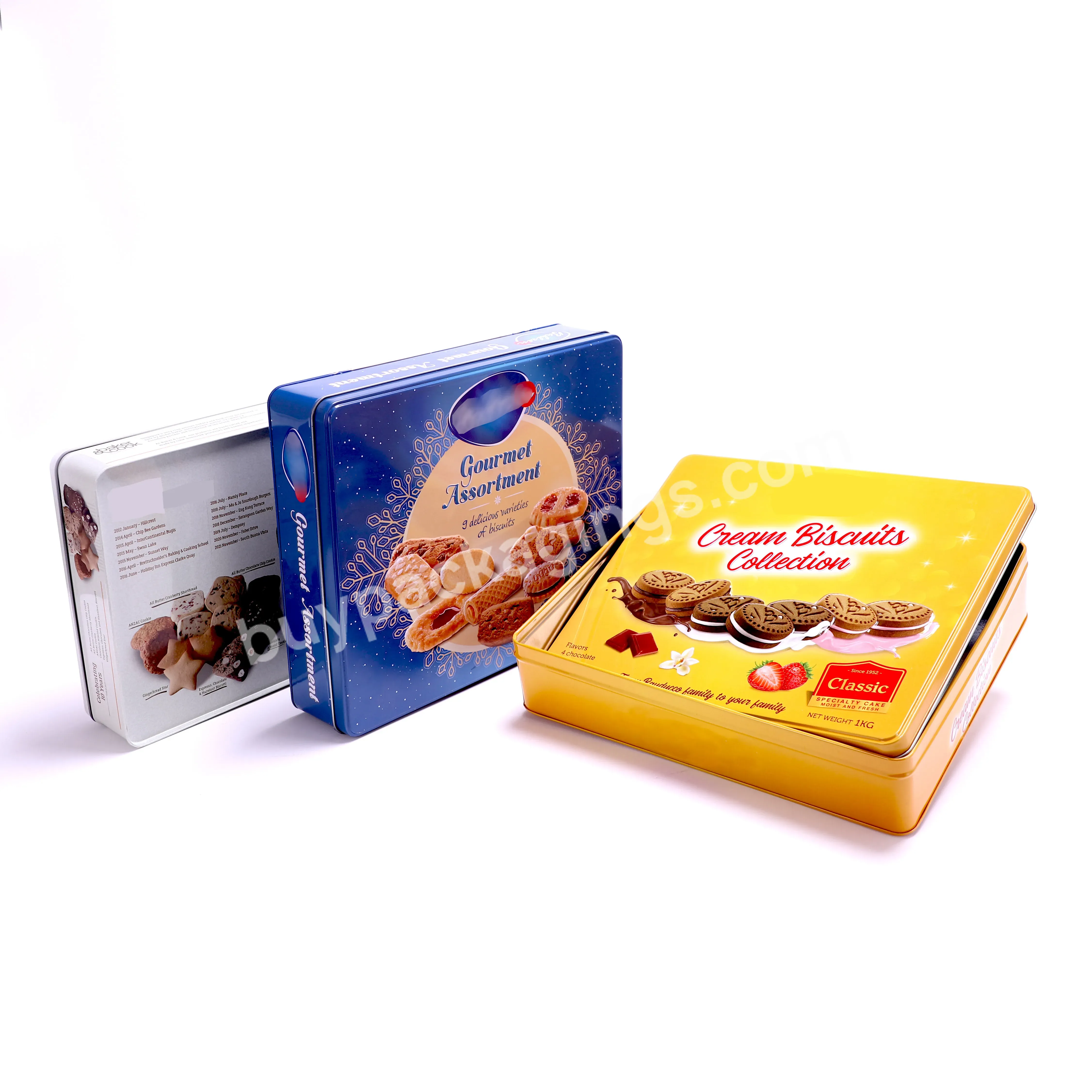 Square Rectangular Food Cookie Biscuit Tin Box Storage Chocolate Cake Tin Container Packaging - Buy Cookie Biscuit Tin Box Storage,Chocolate Cake Tin Container,Tin Box Packaging.