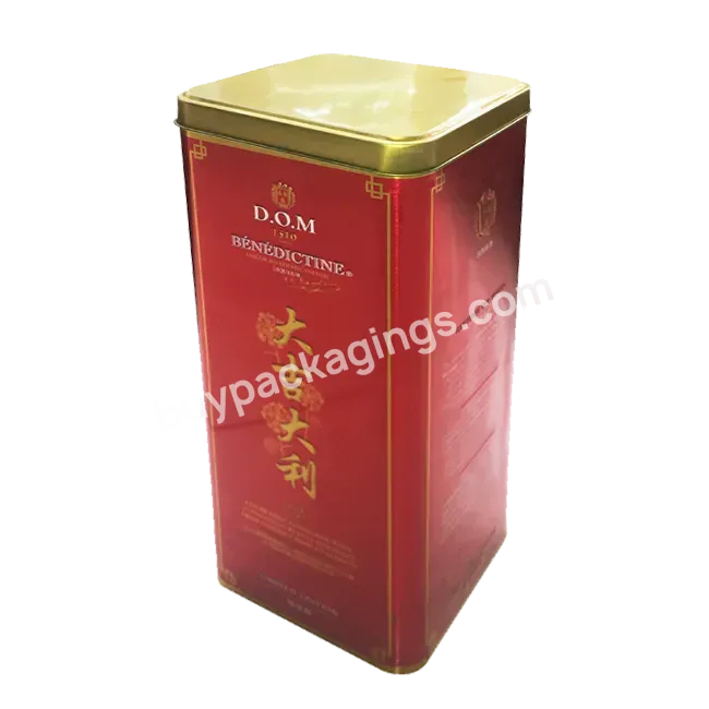 Square Shaped Classic And Popular Wine Tin Box - Buy Classic And Popular Wine Tin Box,Metal Wine Box With Hinged Lid,Tin Box For Wine Packaging.