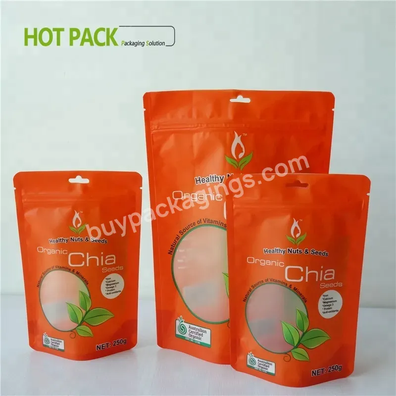 Stand Up Chia Seeds Packaging Pouch Plastic Zipper Food Stand Up Bags - Buy Chia Seeds Plastic Packaging Bags,Snack Stand Up Pouch Plastic Zipper Bags,Matte Chia Seed Plastic Bag.