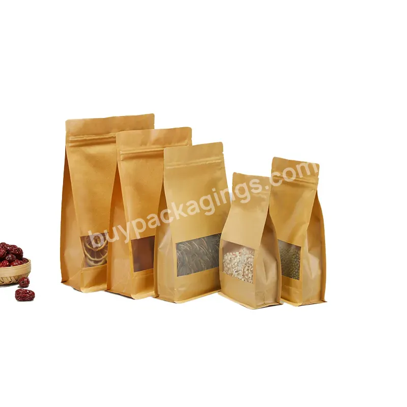 Stand Up Flat Bottom Packing Paper Bags Zip Bag Food Craft Paper Bag With Windows - Buy Craft Paper Bag,Food Paper Bag,Packaging Paper Bags.