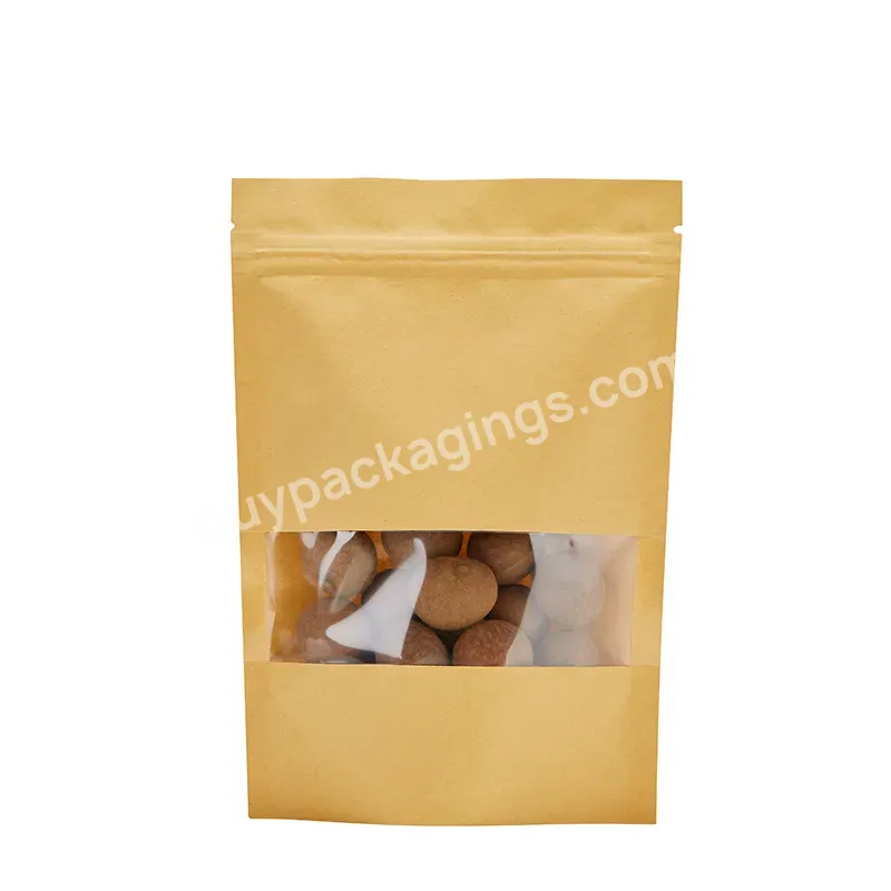 Stand Up Sealed Food Paper Bag 16*22+4 Food Package Brown Kraft Paper Bag - Buy Kraft Paper Bag,Food Paper Bag,Sealed Paper Bag.