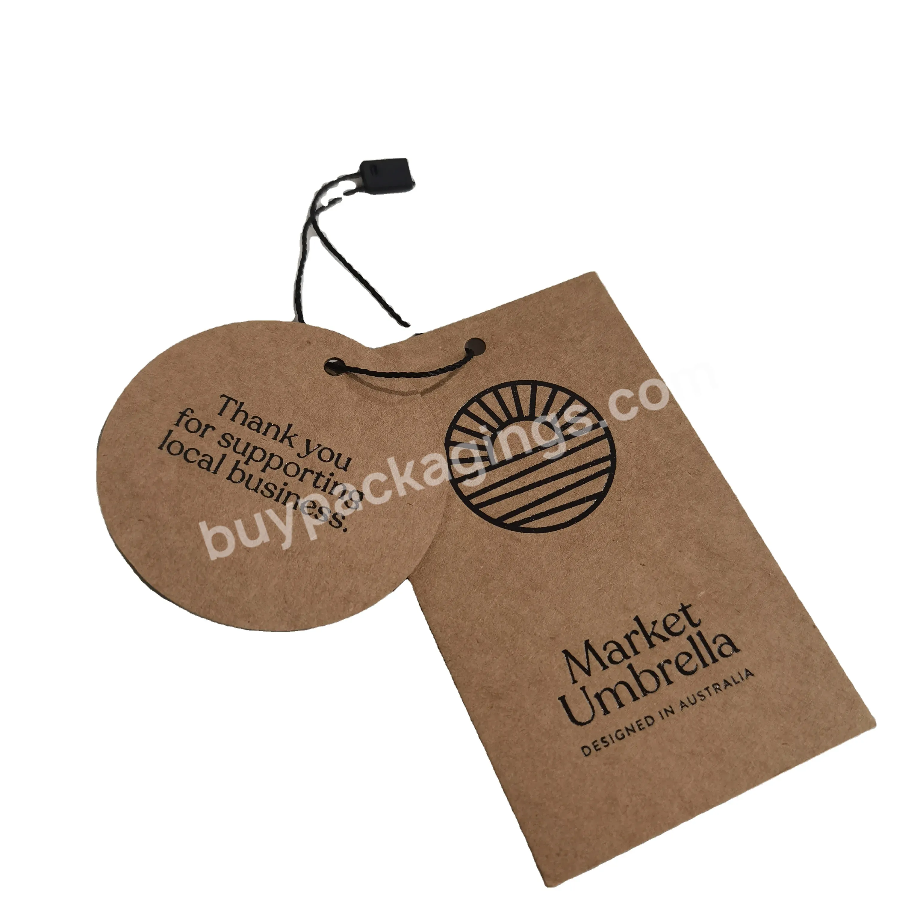 Super Low Moq Custom 100% Recyclable Brown Kraft Paper Hang Tags With Black Foil Printing Logo - Buy Recycled Paper Tags,Garment Hang Tag,Security Garment Tags.