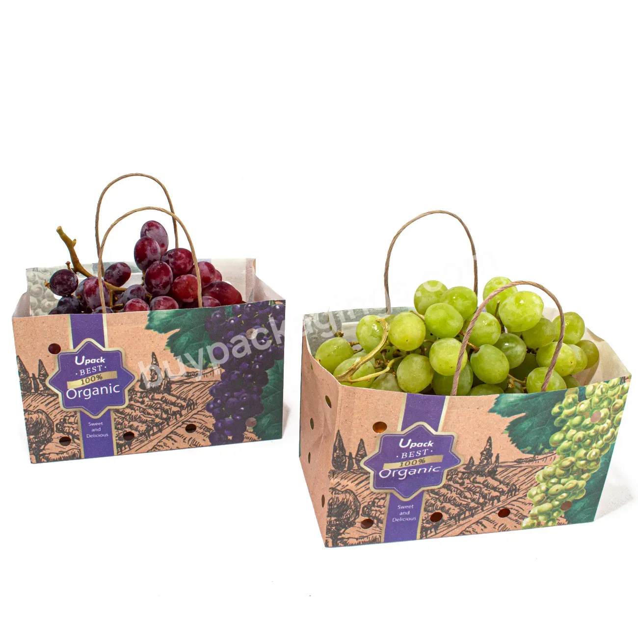 Supermarket Wet Strength Kraft Paper Packaging Bag For Table Grapes With Twisted Handle - Buy Paper Bag For Table Grapes,Wet Strength Kraft Paper Bag,Supermarket Paper Bag.