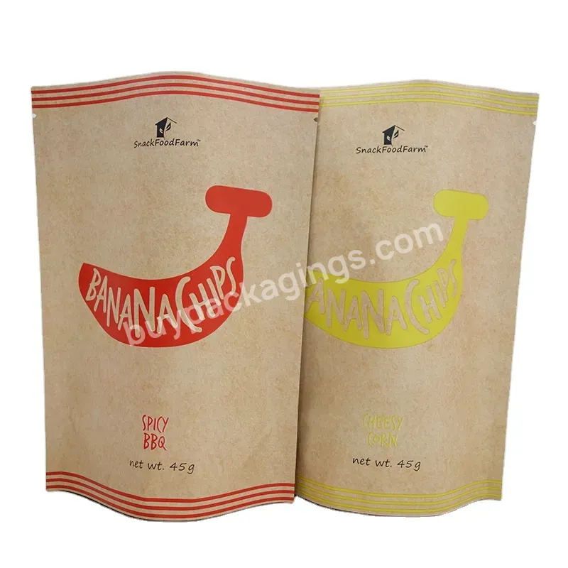 Supplier Kraft Paper Cheese Banana Chips Stand Up Packaging Bags Foil Mylar Snack Food Doypack Bag With Zipper - Buy Stand Up Chips Snack Food Bags,Foil Mylar Zipper Stand Up Bags,Food Packaging Bags.