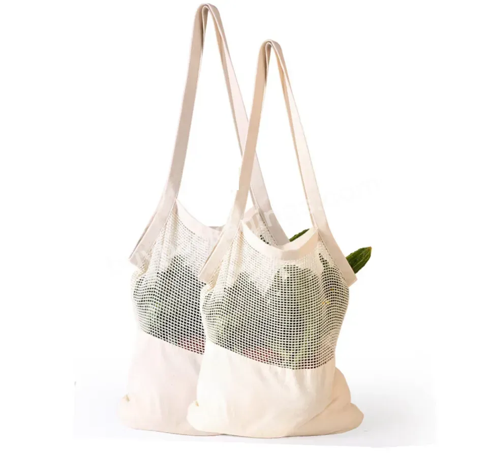 Supplier Logo Printing Eco Friendly Washable Fruit Reusable Cotton Mesh Grocery Net Bag For Vegetables Fruit Shopping Bag - Buy Washable Mesh Fruit Vegetable Cotton Market String Reusable Net Shopping Tote Bag With Long Handles,Farmer's Market Fruit