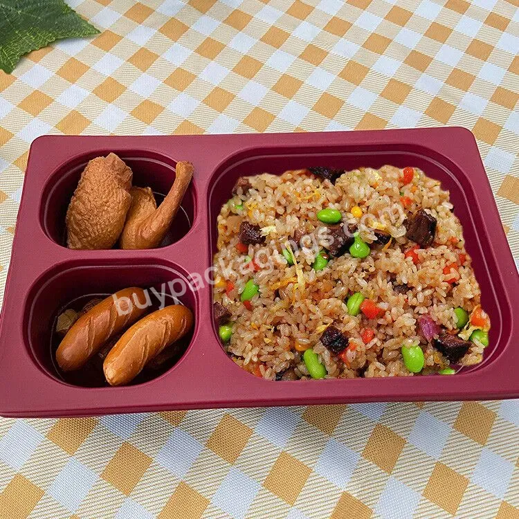 Suppliers Food Grade 2 3 Compartments Black/red Plastic Takeaway Food Container Blister Plastic Lunch Box Packaging Box