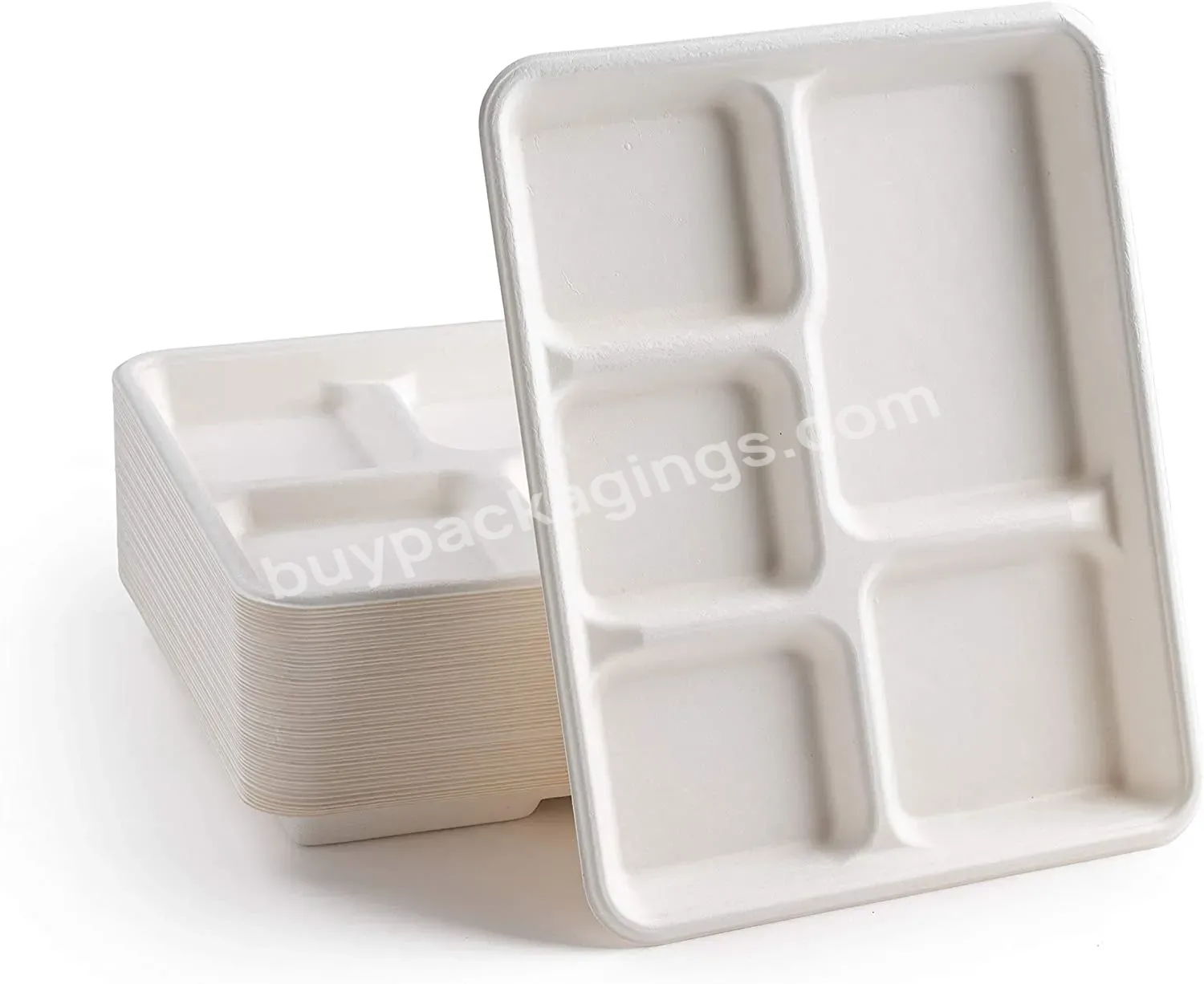 Tableware Disposable Tableware 100% Compostable Plate 5-compartment Disposable Tray Biodegradable Environmentally - Buy 5-compartment Disposable Tray,Compostable Plate,Paper Plate.