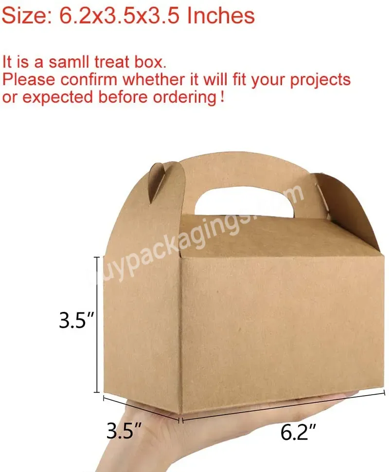 Take Away Brown Kraft Paper Gable Boxes - Goodies Favor Box For Kids' Birthday Party Wedding Food Carton Box - Buy Food Carton Box,Small Kraft Brown Paper Boxes,Food Packaging.