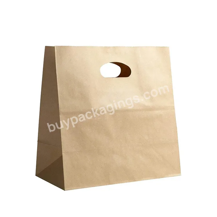 Takeaway Bakery Food Brown Kraft Paper Carrier Bags For Take Out Cafe With Custom Printed Log - Buy Plain Cheap Brown Paper Bags With Handles,Bitumen Kraft Paper Bag,Biodegradable Packaging.