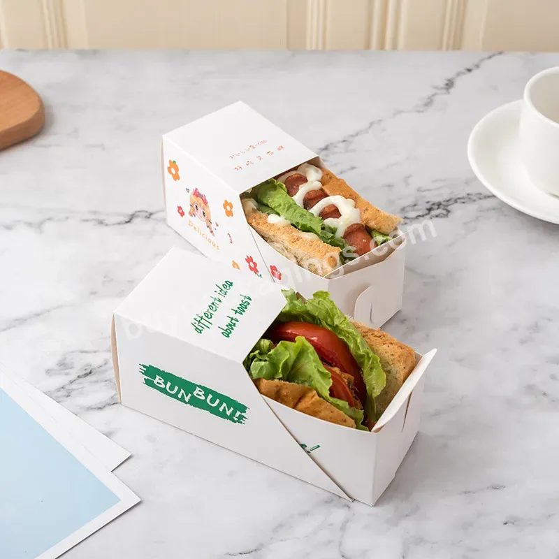 Takeaway Eco Friendly Custom Food Grade Paper Sandwich Box Disposable Takeout Drawer Paper Box - Buy Kraft Sandwich Box,Disposable Sandwich Box,Long Sandwich Box.