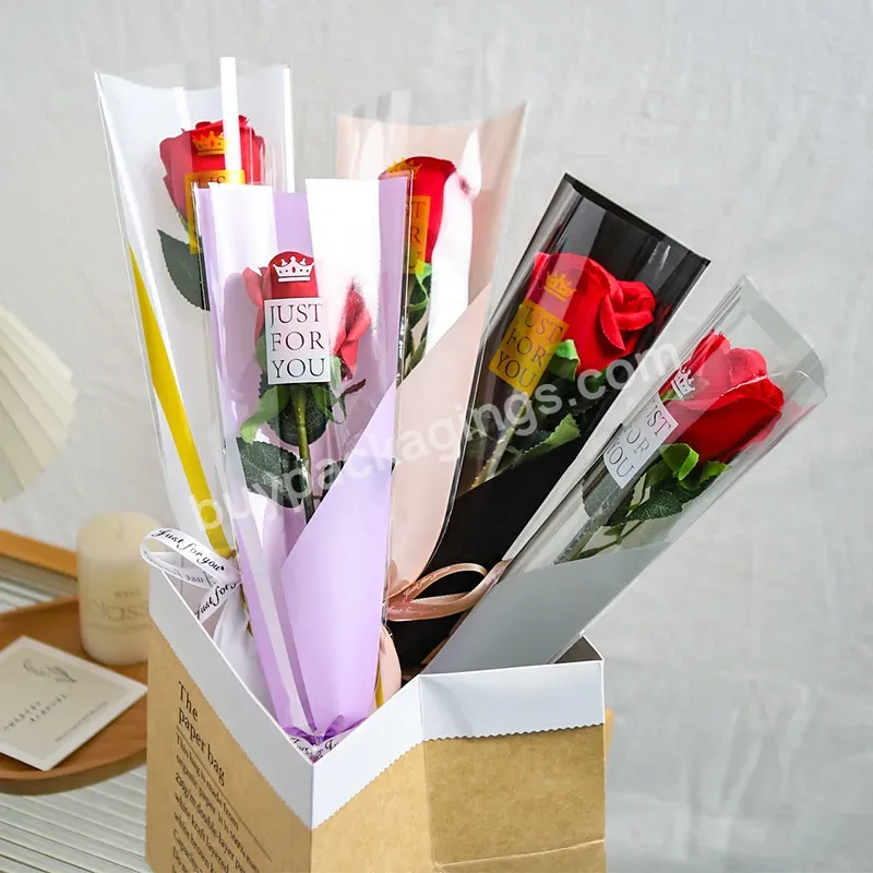 Thickened Single Flower Bag Rose Single Sleeve Bouquet Bag Triangle Bag Bouquet Packaging Transparent Plastic Opp - Buy Single Flower Packaging,Flower Sleeve,Thickened Single Flower Bag Rose Single Sleeve Bouquet Bag Triangle Bag Bouquet Packaging Tr