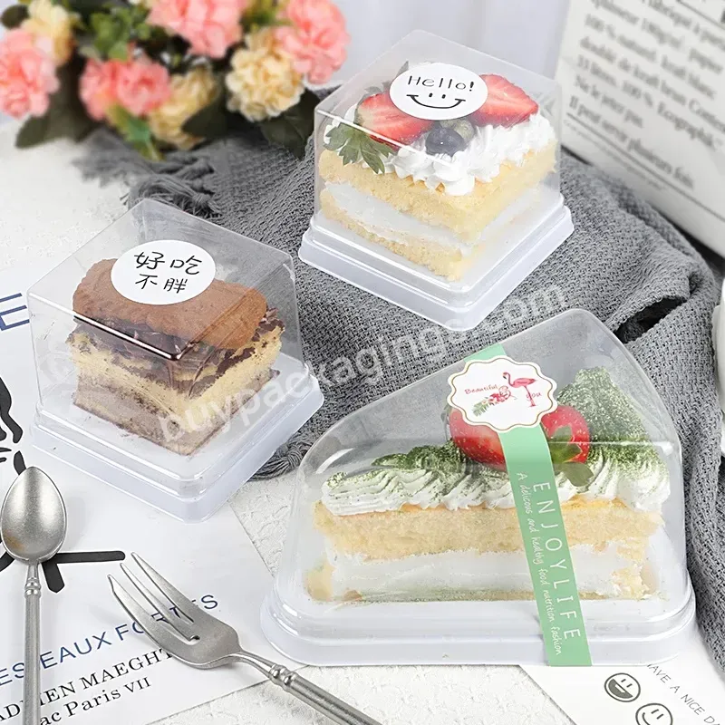 Thickened Triangle Square French Mousse Cake Box Cut Piece Tea Tree White Pastry Baking Clear Window Packaging Box - Buy Cake Packaging Box With Clear Pvc Window,Clear Food Packaging Boxes,Cosmetic Packaging Boxes.