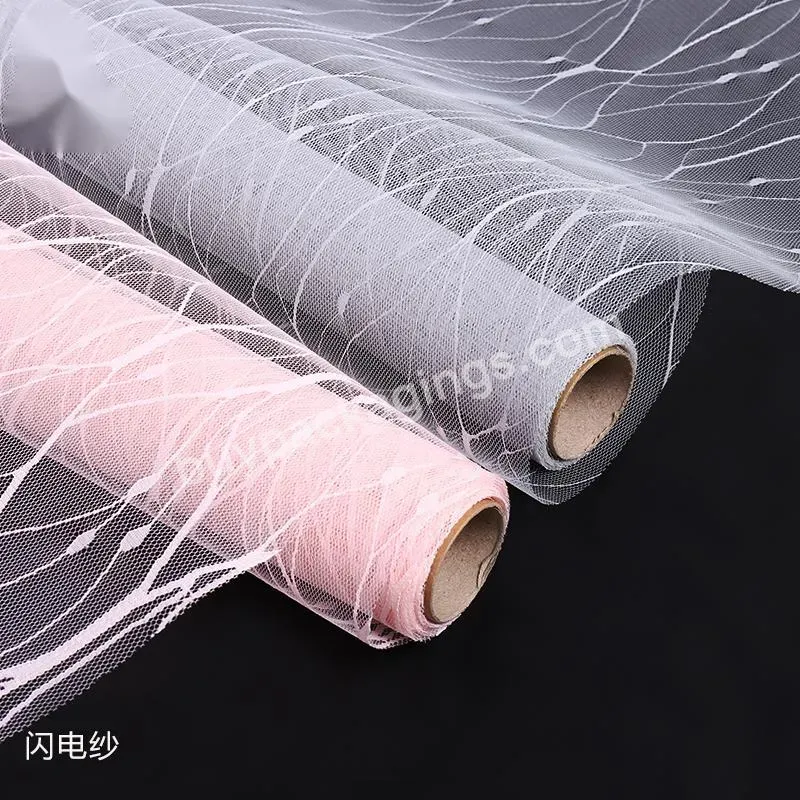 Thin 50cm*5y/roll Flower Bouquet Wrapping Mesh Organza Roll With Lightning Lines - Buy Thin 50cm*5y/roll Mesh Organza Roll,Flower Bouquet Wrapping Mesh Organza Roll,Wrapping Mesh Organza Roll With Lightning Lines.