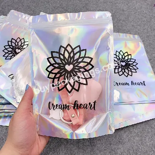Three Side Sealed Digital Print Aluminum Foil Zipper Bag Hologram Laser Pouch With Clear Front For Jewelry - Buy Digital Print Zipper Bag,Three Side Sealed,Stand Up Pouch.