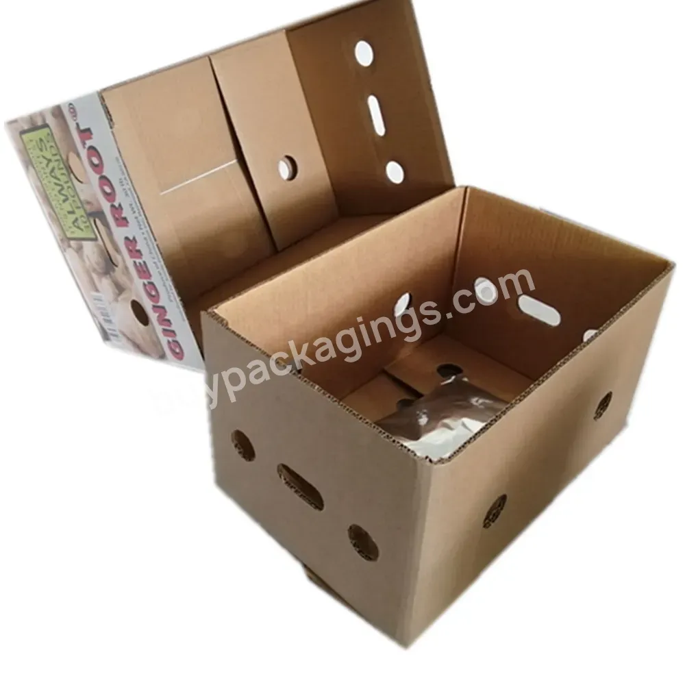 Top And Bottom Type Corrugated Cardboard Fruit And Vegetable Transport Ginger Packing Carton Box With Perforated Holes - Buy Vegetables Boxes,Fruit And Vegetable Carton Box,Vegetables Delivery Box.