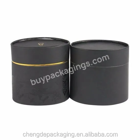 Top quality luxury matt black cylinder cardboard paper tube boxes for candle glass jars