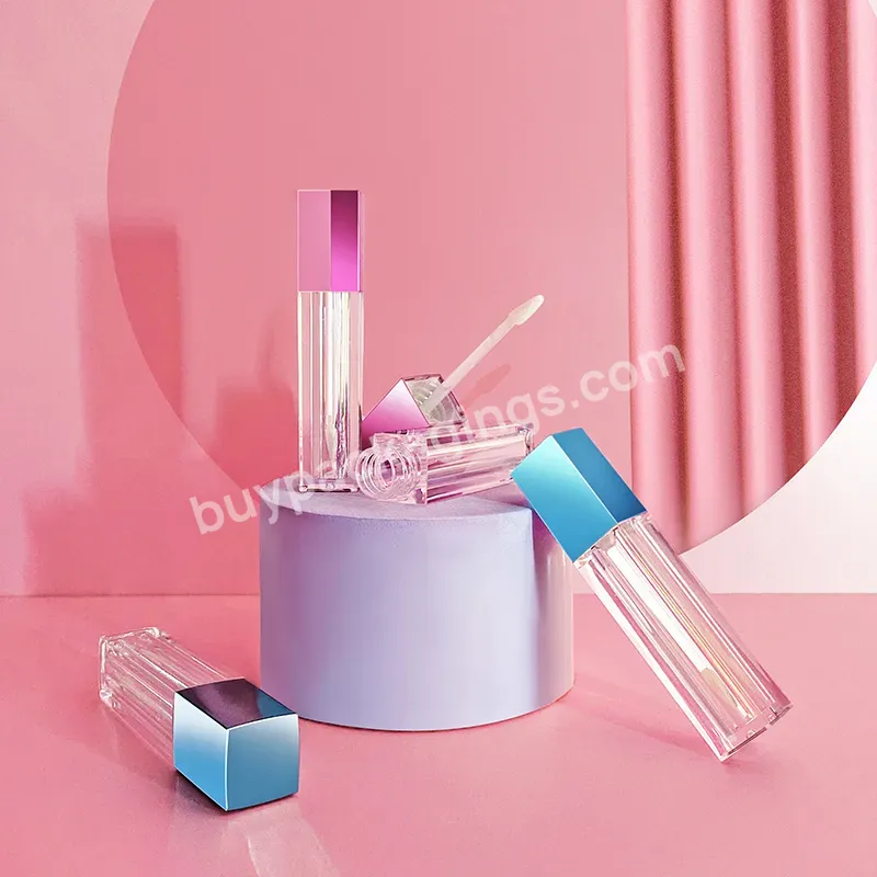 Top Square Lipgloss Bottles Packaging Liquid Lipstick Container Lip Gloss Tubes Pink Purple Screen Printing Cosmetic Packing Kj - Buy Purple Wand Lipgloss Packaging,Empty Lip Gloss Tubes,Clear Lipstick Tube.