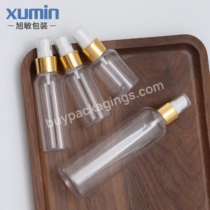 Transparent 50ml Mist Spray Pet Bottle 75ml 100ml 250ml Cosmetic Gold Spray Bottle