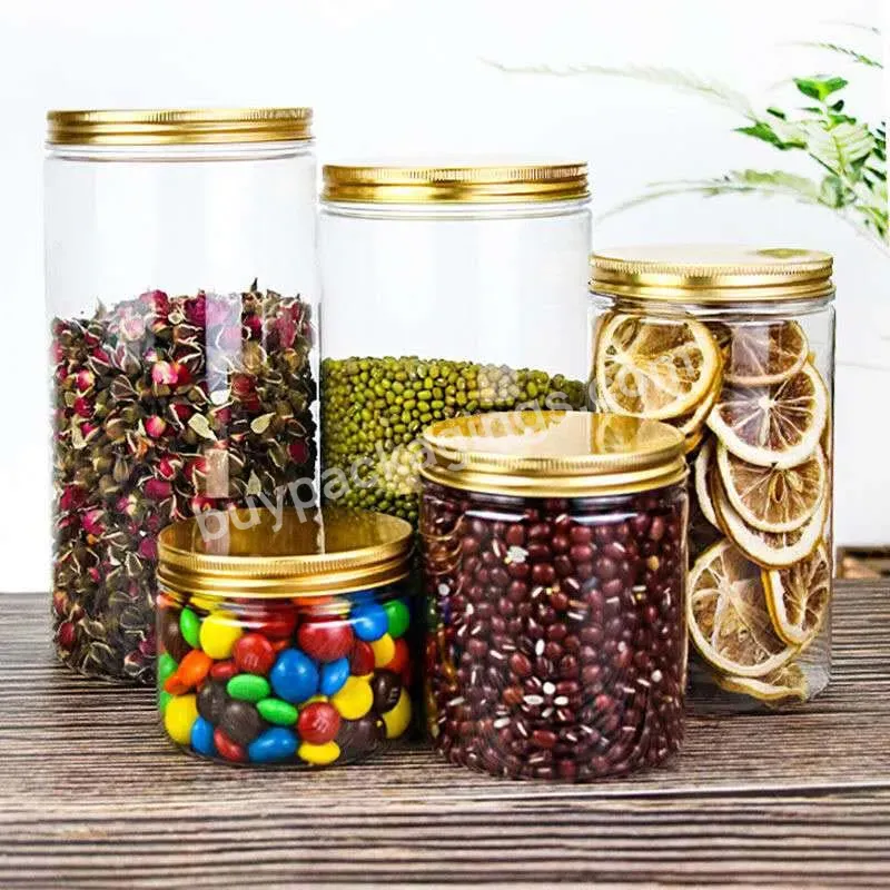 Transparent Cosmetic Skincare Body Butter Food Pet Plastic Smoothie Jar For Jam With Gold Lid