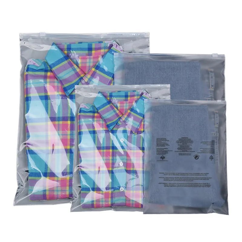 Transparent Custom Packaging Composite Garment Resealable Clear Zip Lock Zipper Ziplock Plastic Clothing Bag For Clothing