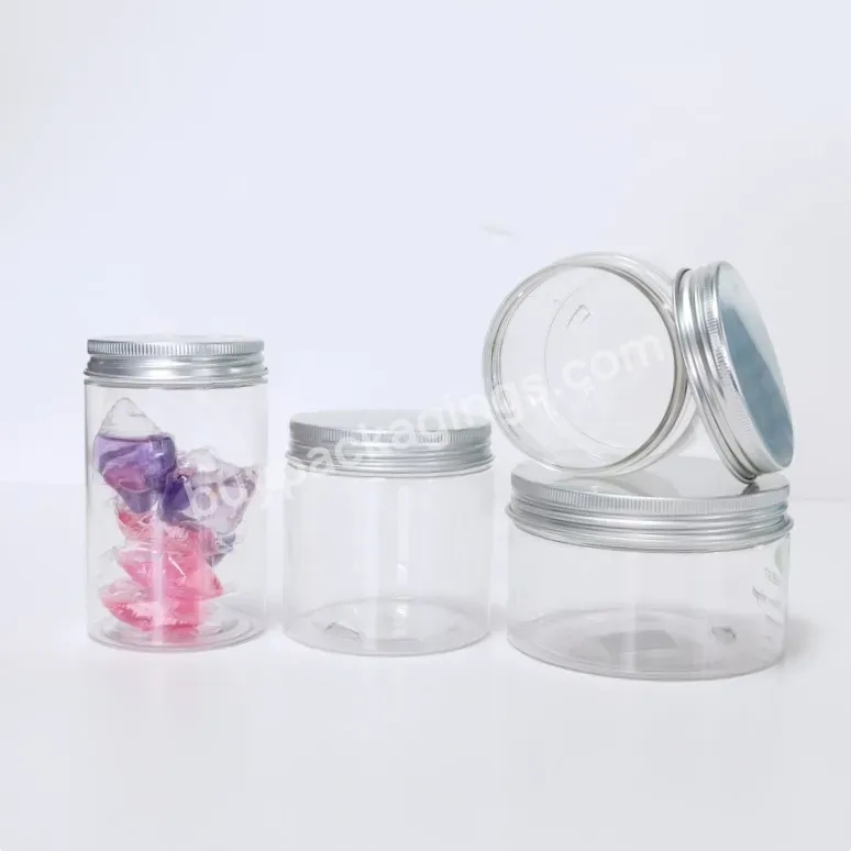 Transparent Pet Plastic Storage Container Food Grade Cosmetic Cream Jar With Sliver Screw Lid - Buy Pet Plastic Storage,Body Butter Pet Plastic Jar,Aluminum Lid Bottle.