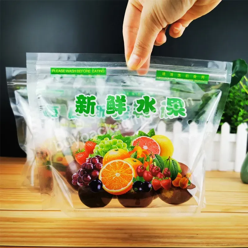 Transparent Plastic Material,Reusable Breathable Fresh Fruit And Vegetable Packaging Bag With Zipper - Buy Self-standing Zipper Bag,Food Grade Plastic Zipper Bags Are Used For Packaging Vegetables And Fruits,Fruit Breathable Plastic Bag Resealable Wi