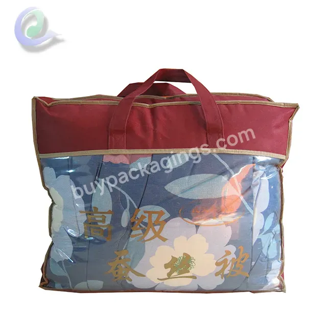 Transparent Pvc Zipper Bags With Handles And Non-woven For Quilt