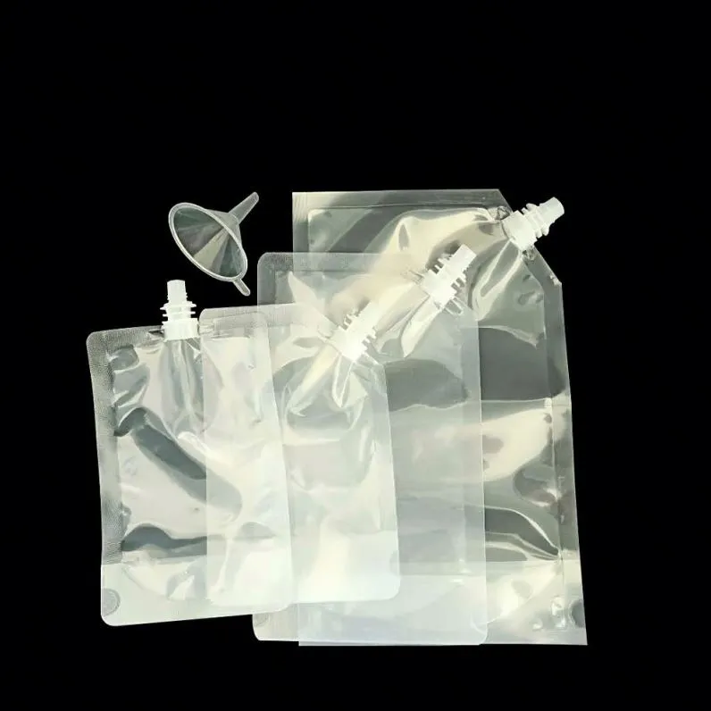Transparent Water Promotional Snack Juice Liquid Stand Up Food Packaging Cosmetic Plastic Pouch Spout Bag