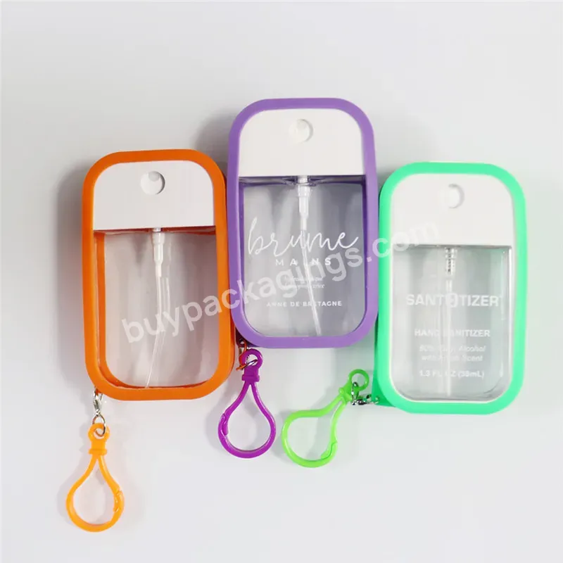 Travel Use Refillable 38ml 45ml 50ml Plastic Credit Card Pocket Perfume Spray Bottle With Pink Blue Green Silicone Case Keychain - Buy 38ml 45ml 50ml Silicone Case For Card Spray Packaging With Multi Custom Color Pocket Perfume Hand Sanitizer Bottle