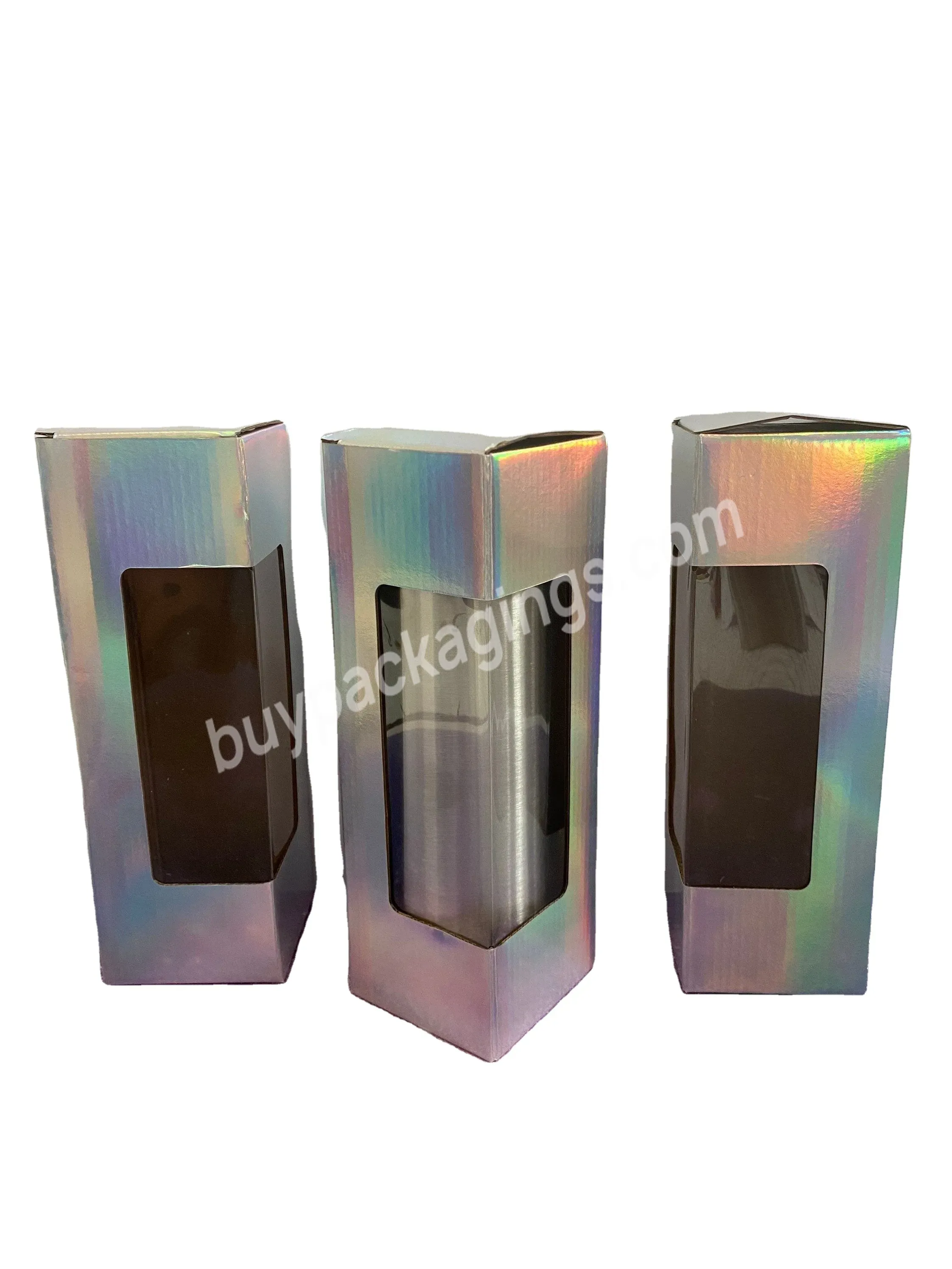 Tumbler Accessories Gift Set With Window 20oz 30 Oz Straight Skinny Tumbler Display Box Holographic - Buy Custom Mailer Boxes With Logo,Corrugated Cardboard Box,Mailer Box Cardboard.