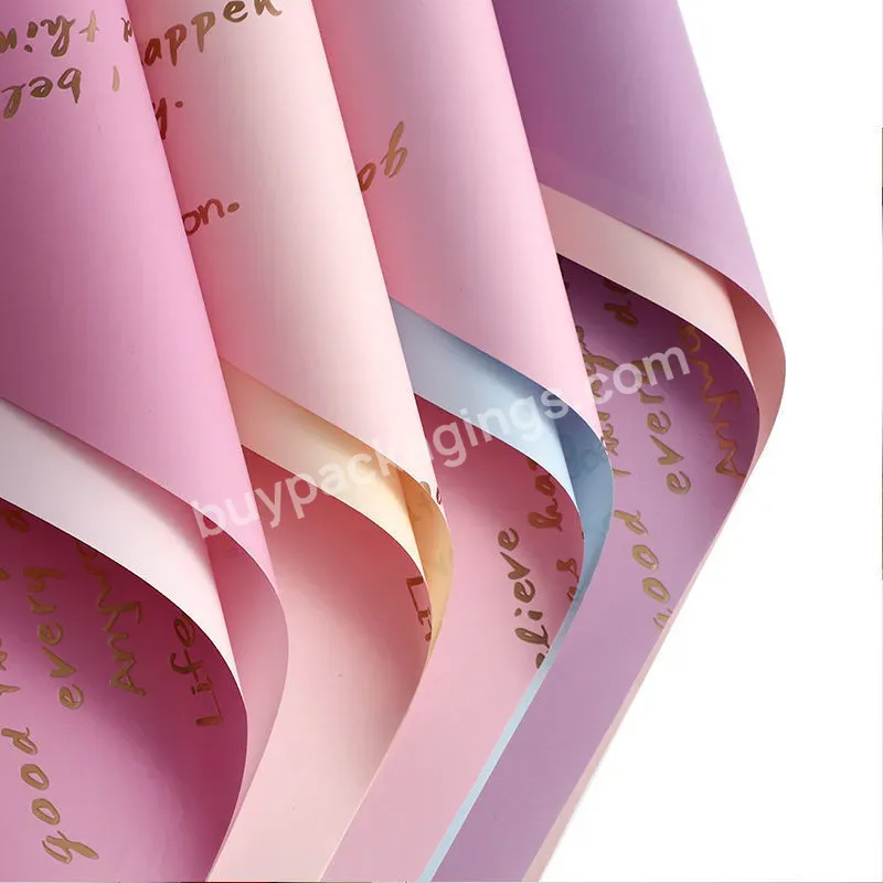 Two-color Hot Stamping Thick Flower Wrapping Paper With English Words Without Mother Is Used For Flower Packaging In Home Flower