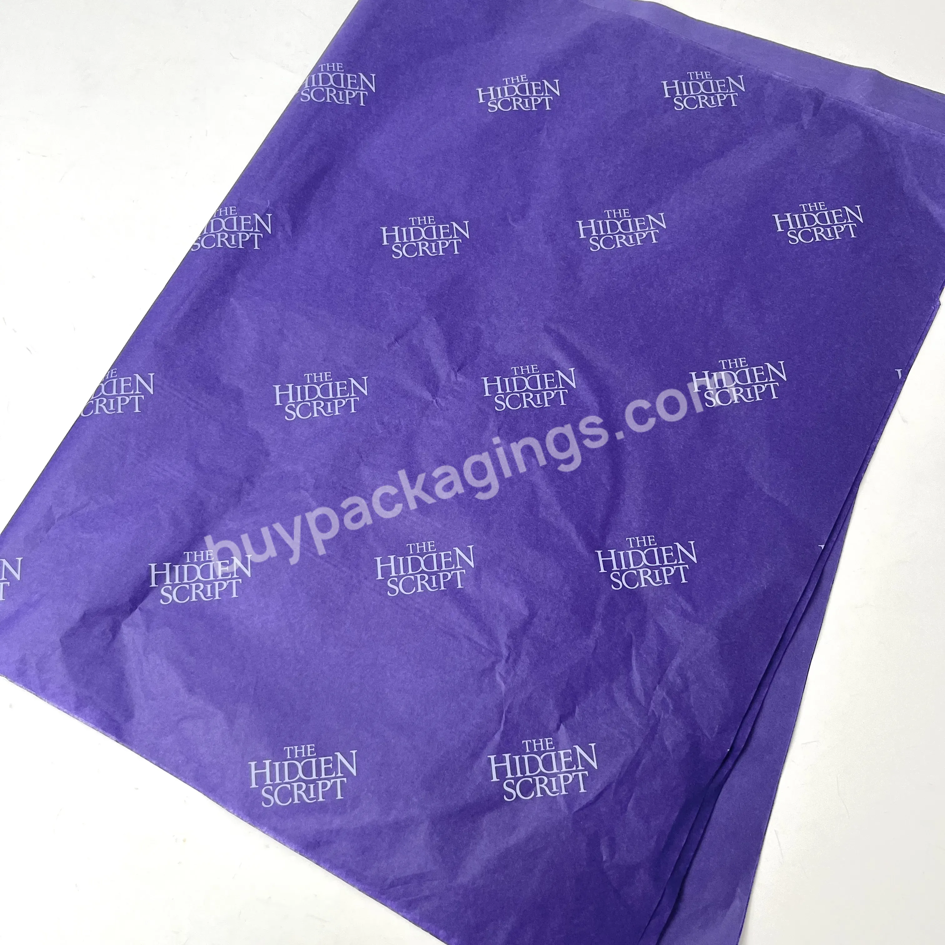 Unique Custom Hot 17g Purple Wrapping Paper Printing White Logo 50*70cm Packaging Clothes Shoes - Buy Custom Printed Gift Box Tissue Paper,Wholesale Packaging Tissue Paper,Wrapping Paper For Clothing.