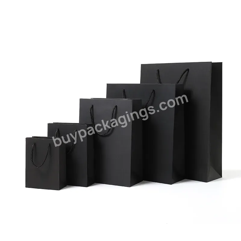 Vertical Version Black High Quality Simple Paper Bag For Festival Gift Party Christmas Paper Shopping Bag With Handle - Buy Black Paper Bag,Paper Shopping Bag,Bag For Festival Gift Party.