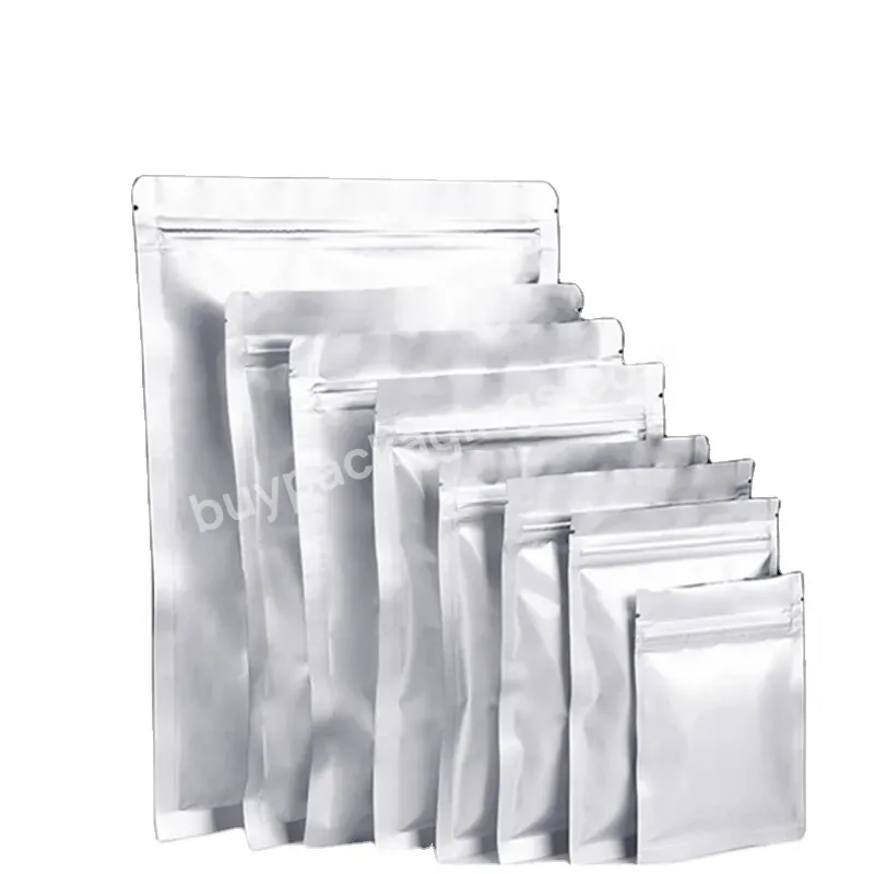 Vertical White Aluminum Foil Self-supporting Resealable Zipper Food Bag