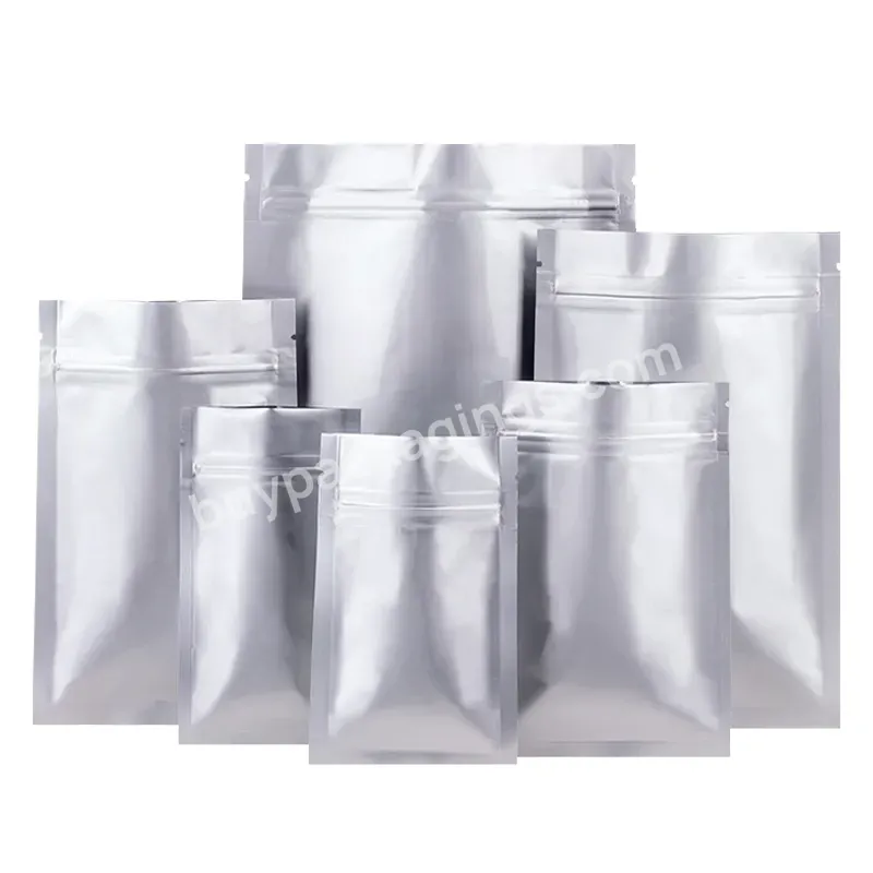 Vertical White Aluminum Foil Self-supporting Resealable Zipper Food Bag