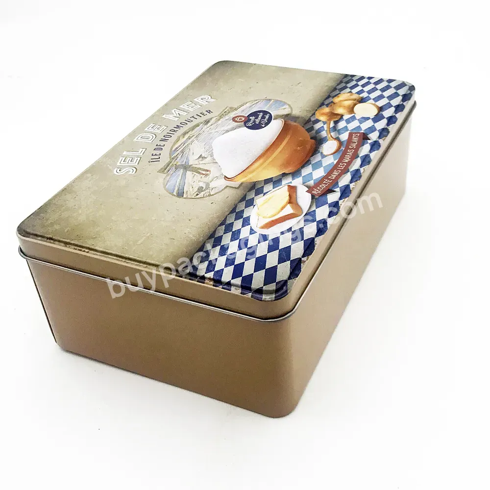 Vintage Rectangular Europe Biscuit Tin Box - Buy Europe Biscuit Tin Box,Custom Cookie Tins,Square Food Tin Box.
