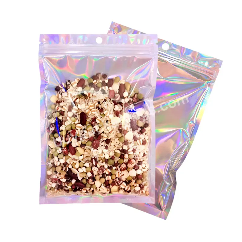 Waterproof Clear Resealable Laser Holographic Zipper Bag Smell Proof Mylar Holographic Bag Window Food - Buy Holographic Bags Hot Pink Bag,High Quality Holographic Silver Packaging Bag,Bag Clear Cosmetic Bag Holographic Cosmetic Bag.