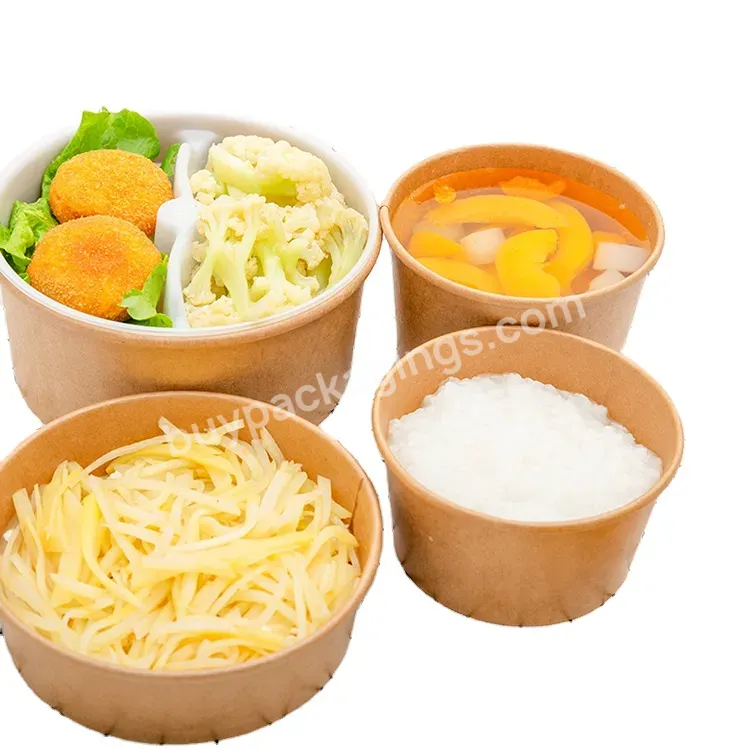 Waterproof Disposable Salad Food Containers Paper Kraft Salad Bowl Dispoosable Cup With Lid - Buy Disposable Salad Food Containers,Paper Kraft Salad Bowl,Dispoosable Cup With Lid.