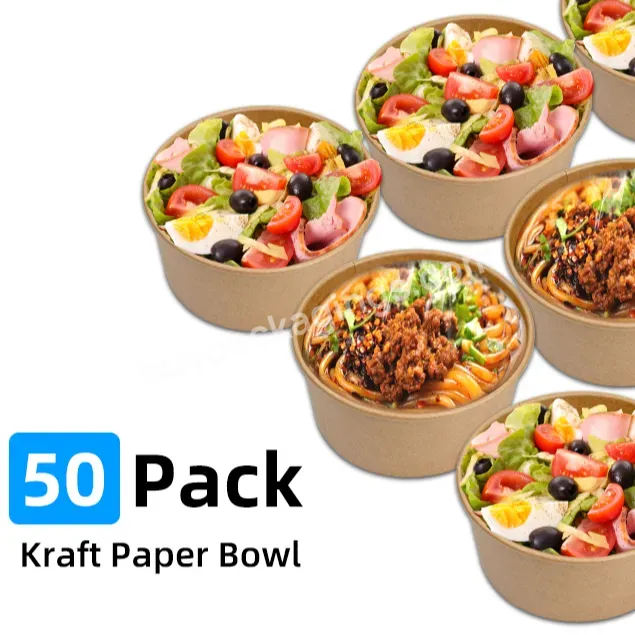 Waterproof Eco-friendly Kraft Paper Bowl Fast Food Packaging Container Lid For Salad Packaging Paper Bowls - Buy Kraft Paper Bowl,Fast Food Packaging Container,Paper Bowls.